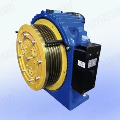 YELLOW AND BLUE OTIS TRACTION MACHINE