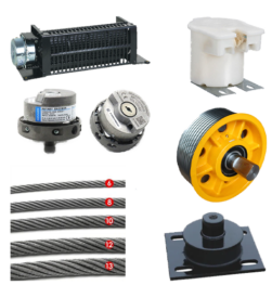 elevator pulley, oil pot, encoder, wire rope, cross flow fan